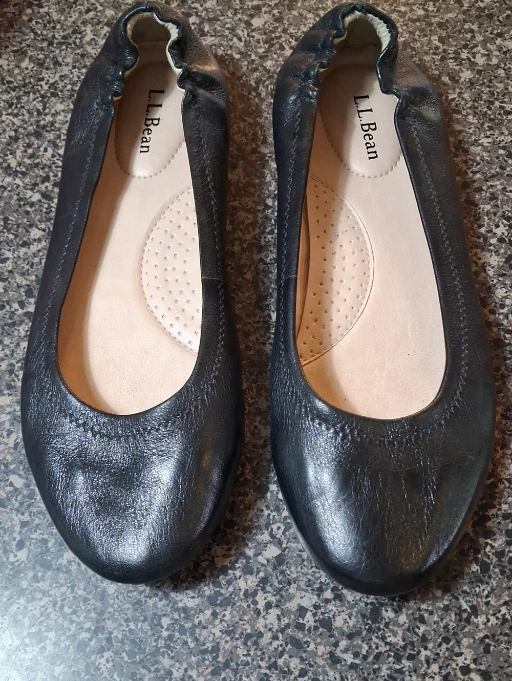 L.L. Bean Black Leather Ballet Flats Size 7 M